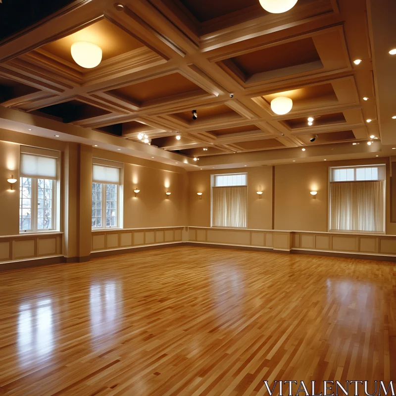 Spacious Interior with Coffered Ceiling AI Image