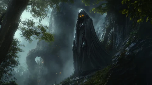 Mystic Forest Apparition with Glowing Eyes