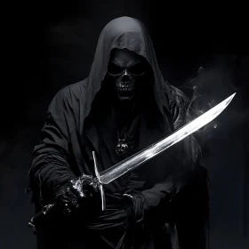 Monochromatic Reaper with Gleaming Sword