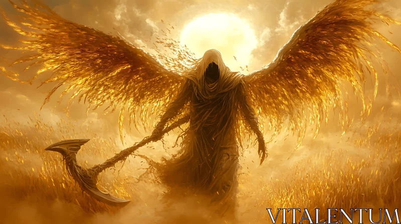 AI ART Winged Reaper in Golden Sunlight