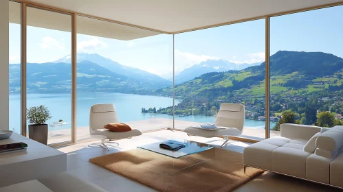 Modern Interior with Mountain View