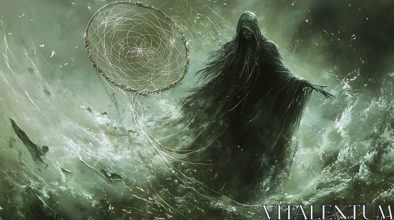 Hooded Figure and Dream Catcher AI Image