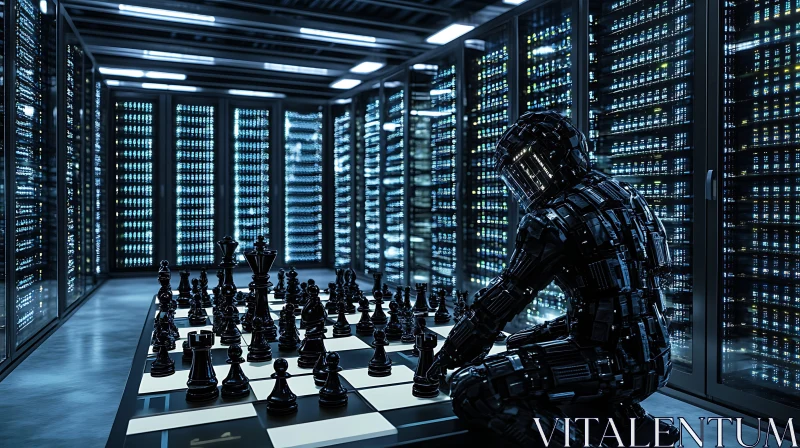 Robotic Chess Player in Data Center AI Image