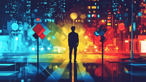 Urban Silhouette in a Geometric City