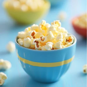 Popcorn in Blue and Yellow Bowl