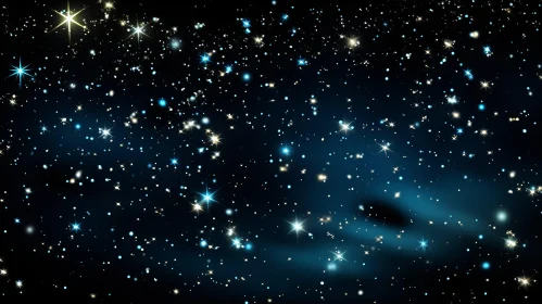 Blue Galaxy with Light Stars: A Dreamlike Illustration
