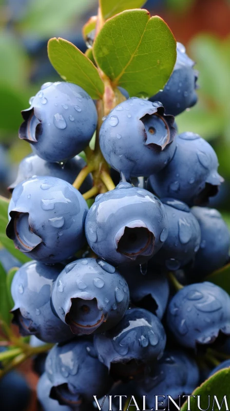 AI ART Detailed Photorealism: Blueberry Plant in Summer Rain