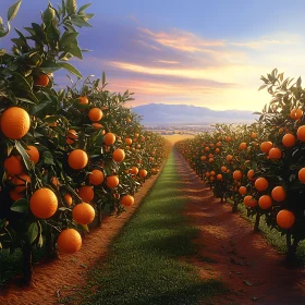 Vibrant Orange Grove Landscape