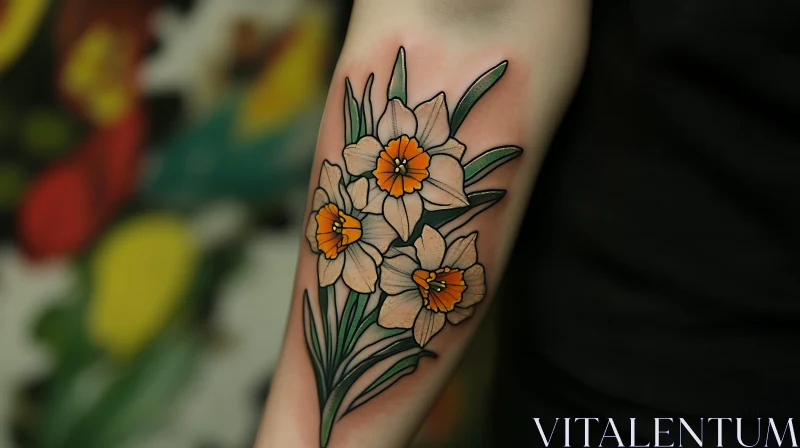 Forearm Tattoo of Daffodils AI Image