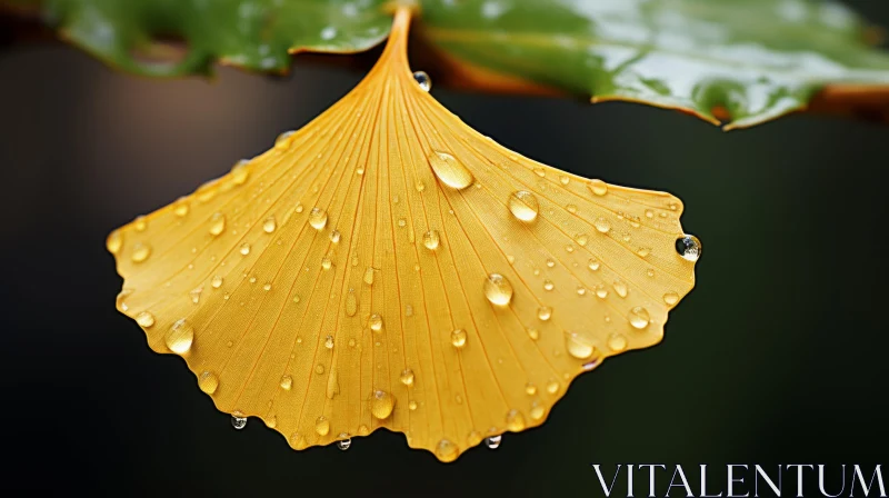 Exquisite Ginkgo Leaf in Rain - Eco-friendly Craftsmanship AI Image
