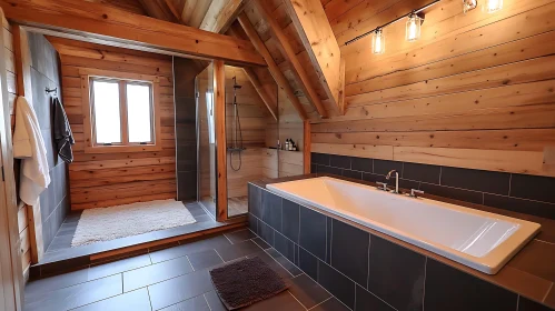 Wood-Paneled Bathroom with Modern Fixtures