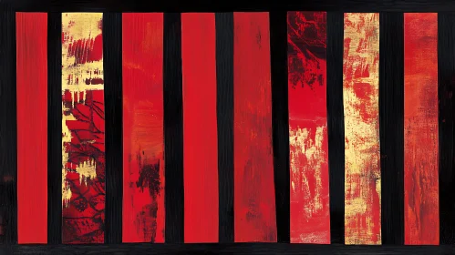 Bold Red and Gold Striped Painting