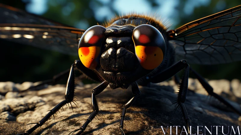 Intricate Rendered Image of a Dark Brown Dragonfly AI Image