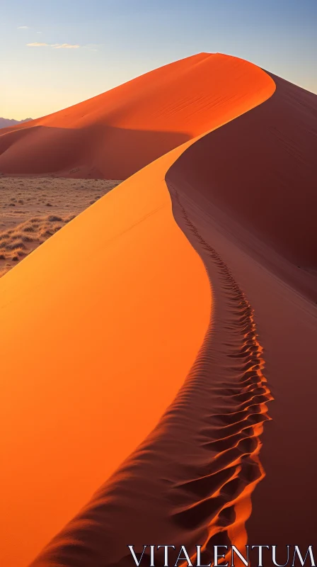 Orange Sand Dune with Footprints - A Bold and Colorful Nature Scene AI Image