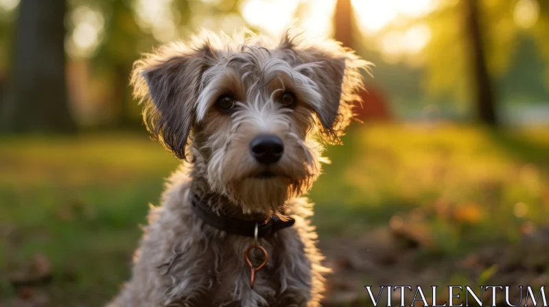 Sunset Soft-Focus Portrait of a Dog in Grassy Outdoors AI Image