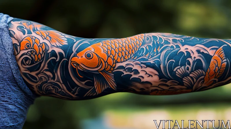 Japanese Style Koi Fish Arm Tattoo AI Image