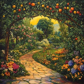 Sunlit Garden Escape with Blossoms