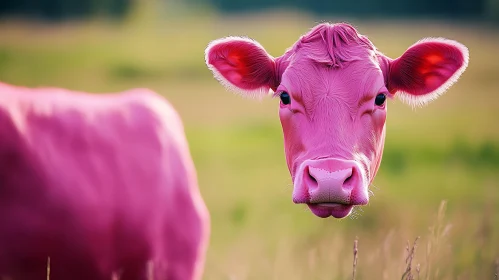Surreal Pink Cow Portrait