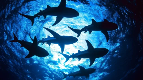 Graceful Sharks in Deep Blue Ocean