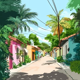 Vibrant Houses on Tropical Street
