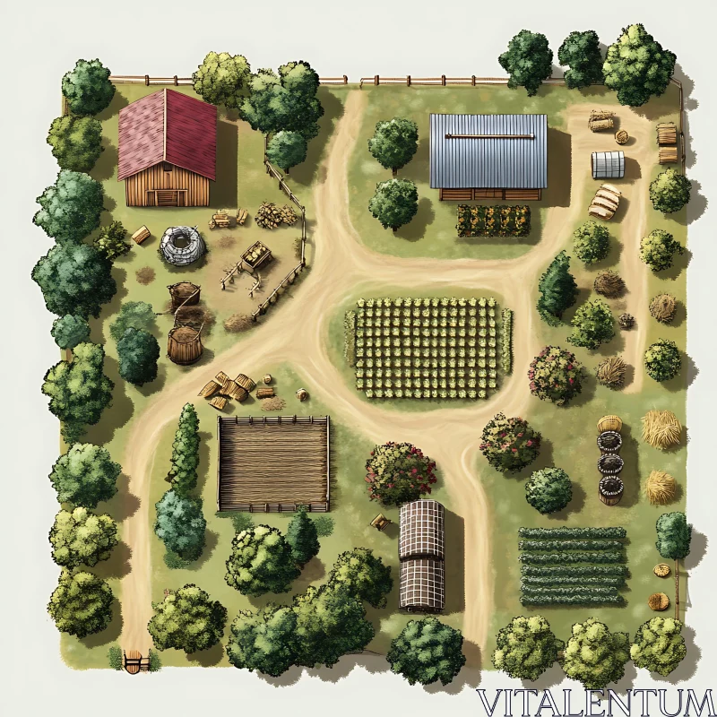 Pastoral Farm Landscape AI Image