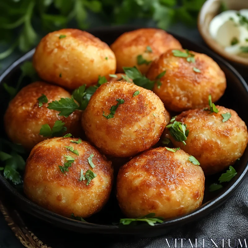 Tasty Fried Snacks with Herb Garnish AI Image