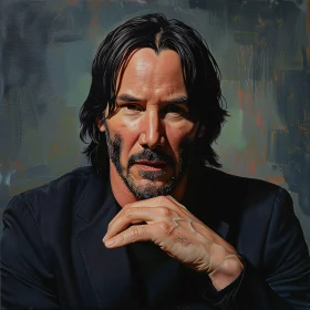 Intense Expression of Keanu Reeves