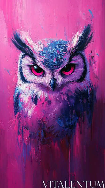 AI ART Vivid Owl Painting in Pink and Purple