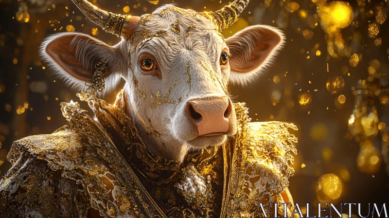 Gilded Cow: A Luxurious Animal Portrait AI Image