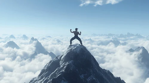 Silhouette of Success: Conquering the Mountain