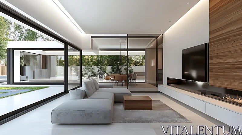 Sleek Living Room with Natural Light AI Image