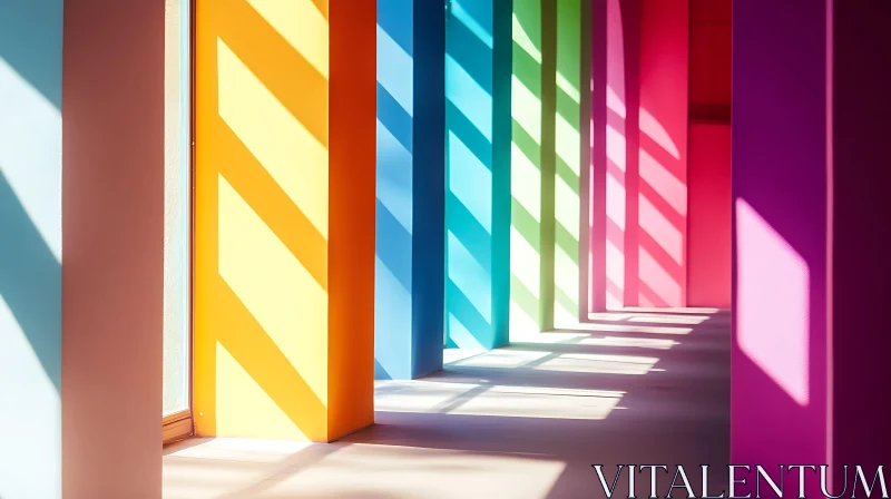 AI ART Chromatic Columns with Sunlight and Shadow