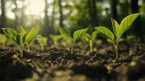 Emerging Seedlings Bathed in Sunlight