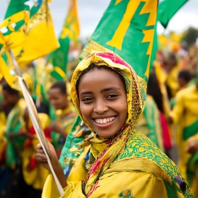Woman Smiling in Traditional Attire