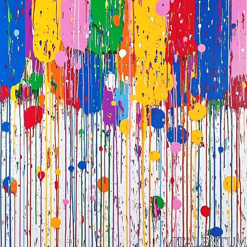 Abstract Color Drips on White Canvas AI Image