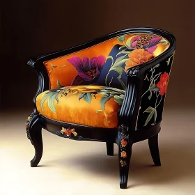 Vintage Chair with Floral Design