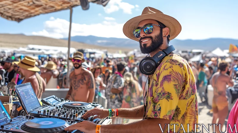 Man DJing at Festival AI Image