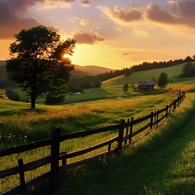 Golden Meadow at Sunset