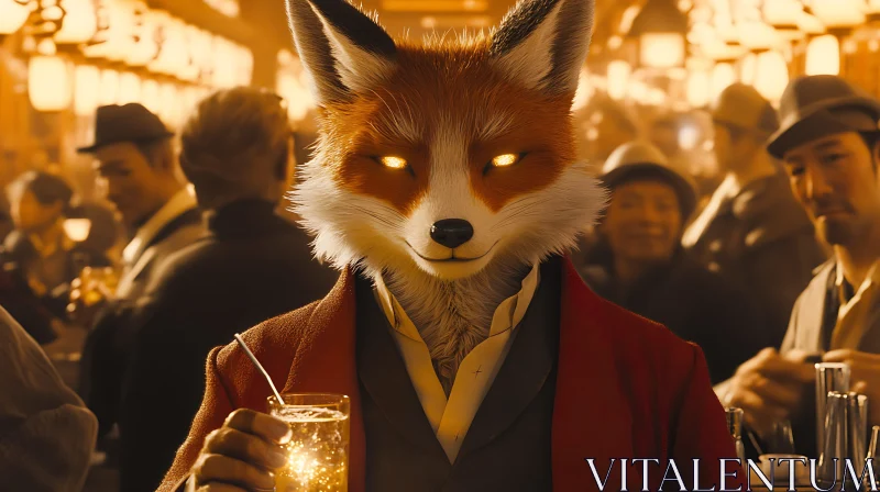 Dapper Fox with Glowing Eyes AI Image