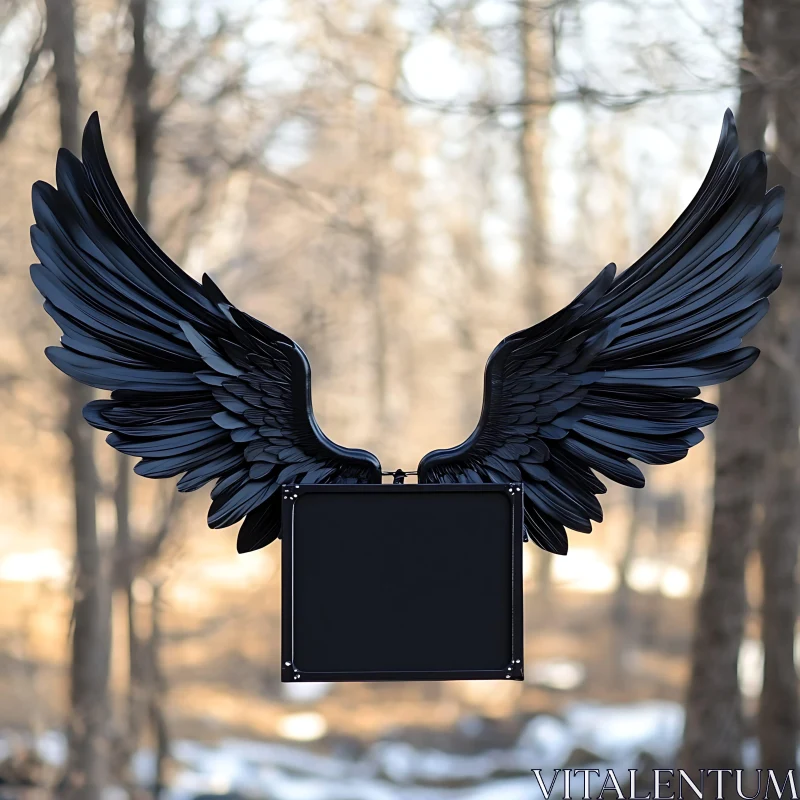 AI ART Black Wings Sign in the Woods