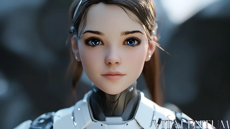 Lifelike Female Cyborg in Futuristic Setting AI Image