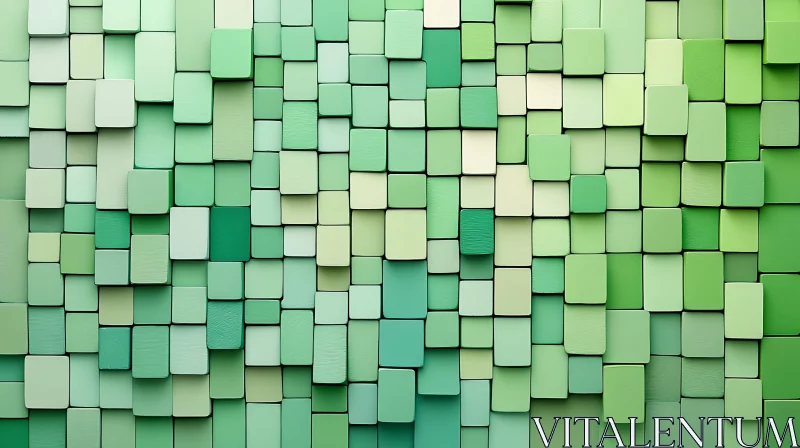 AI ART Shades of Green Square Mosaic