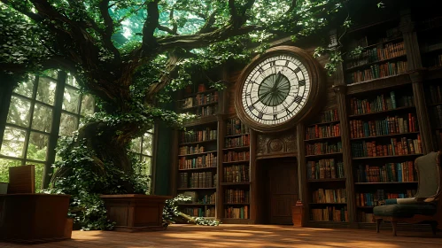 Nature Meets Knowledge: A Library Scene