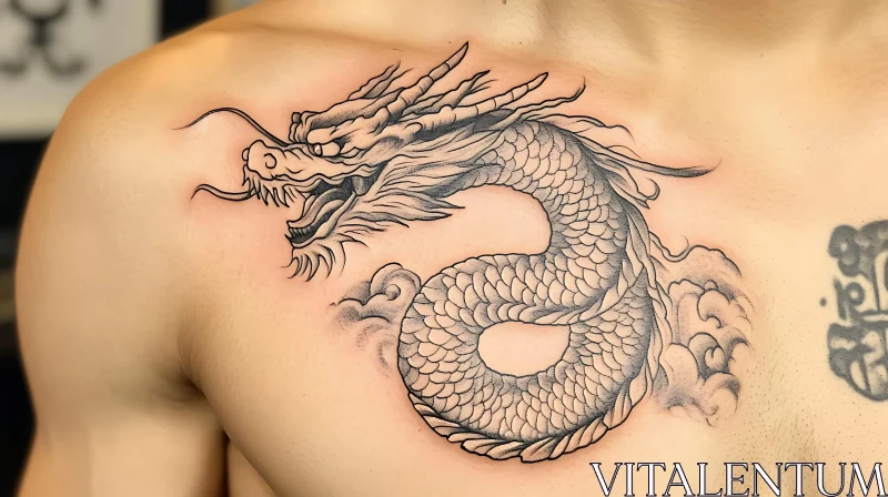 Dragon Tattoo on Human Chest AI Image