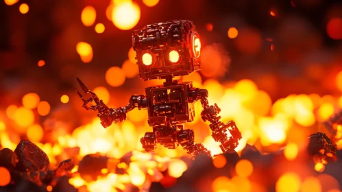 Illuminated Robot in Blazing Light