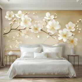 White Floral Bedroom Interior Design