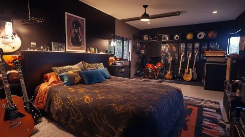 Music Lover's Bedroom with Instruments