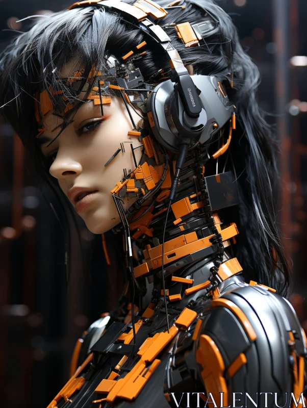 Cyborg Woman with Mechanical Enhancements AI Image