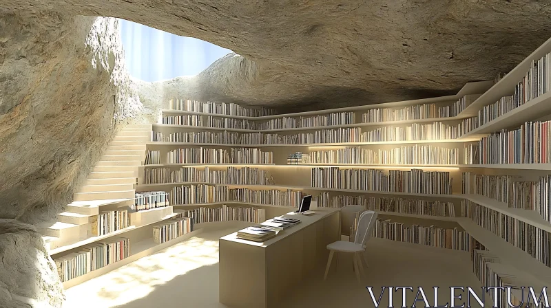 AI ART Underground Library: Books in Stone