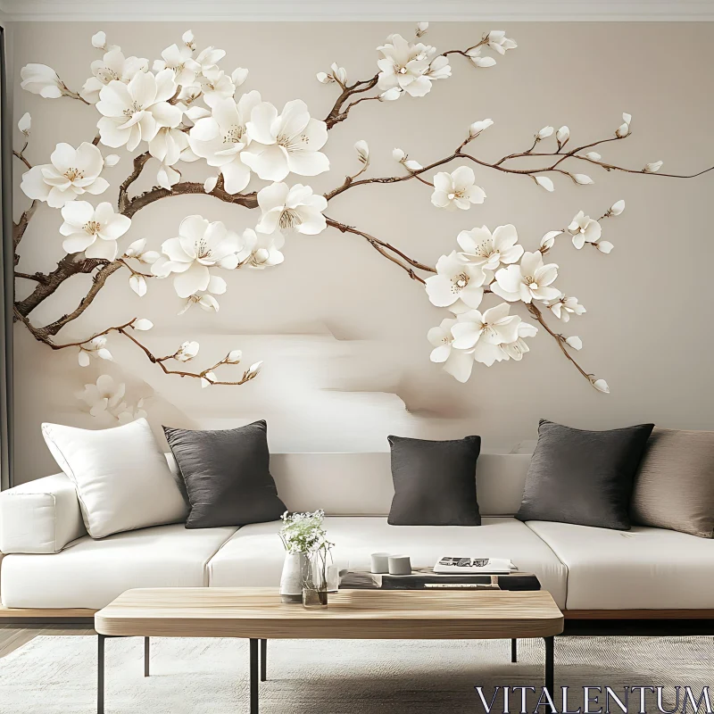 AI ART White Blossom Interior